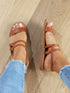 Nu-pieds en simili à triple brides - Camel - 1