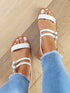 Nu-pieds en simili à triple brides - Blanc - 1
