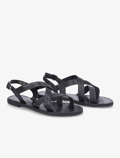 Nu-pieds croisés en simili - Noir - 5