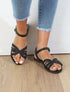 Nu-pieds à ganses tressées entrelacées - Noir - 1
