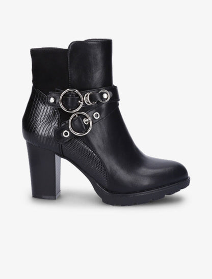 Bottines montantes à contrefort bi-matière et sangles - Noir - 2