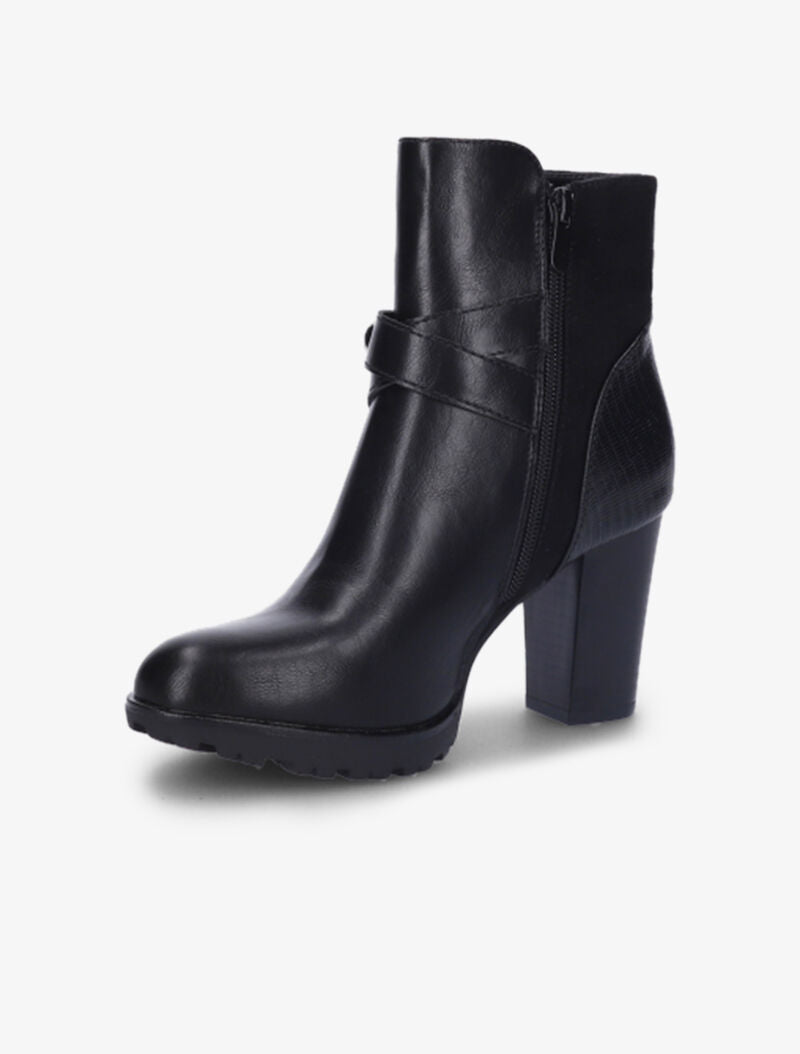 Bottines montantes à contrefort bi-matière et sangles - Noir - 4