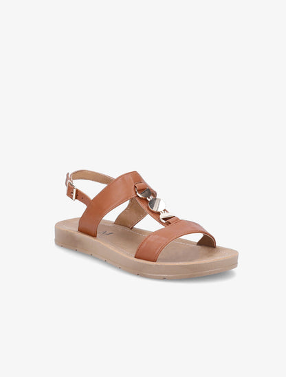 Nu-pieds à bride en T bijou - Camel - 2