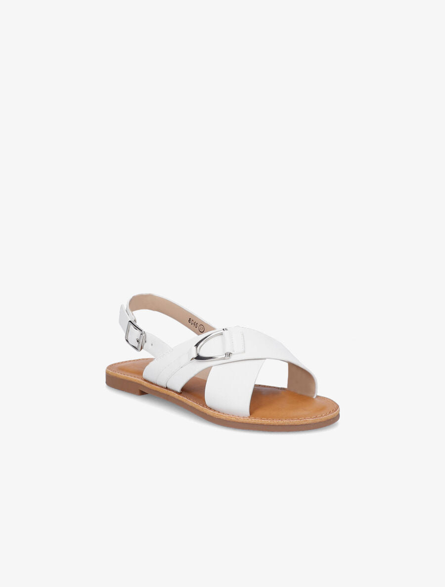 Nu-pieds croisés en simili - Blanc - 2