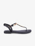 Nu-pieds à empiècements feuilles métalliques - Noir - 5