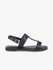 Nu-pieds bride à empiècement métallique - Noir - 1