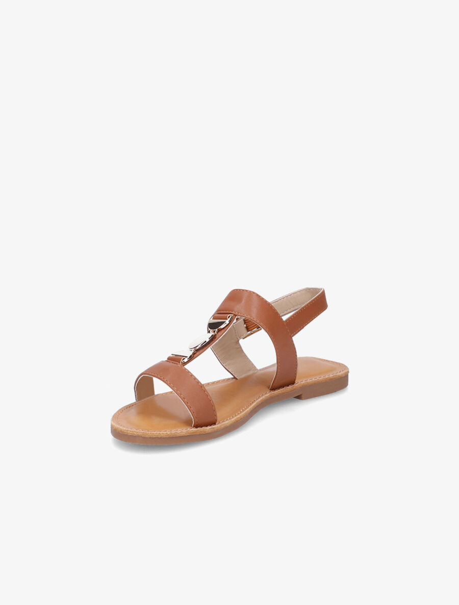 Nu-pieds bride à empiècement métallique - Camel - 3