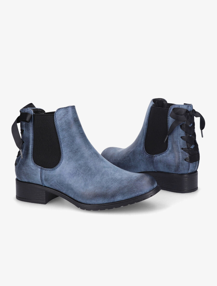 Bottines à contrefort corseté - Bleu - 4