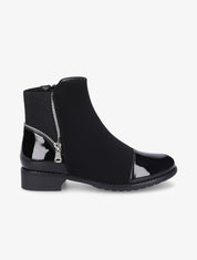 Bottines à bout vernis et zip décoratif - Noir - 5