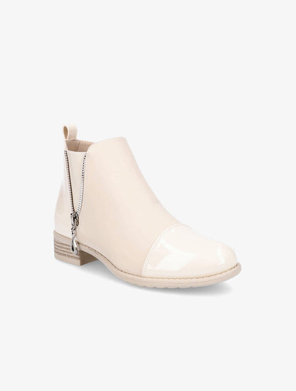 Bottines élastiquées à bout vernis - Beige - 2