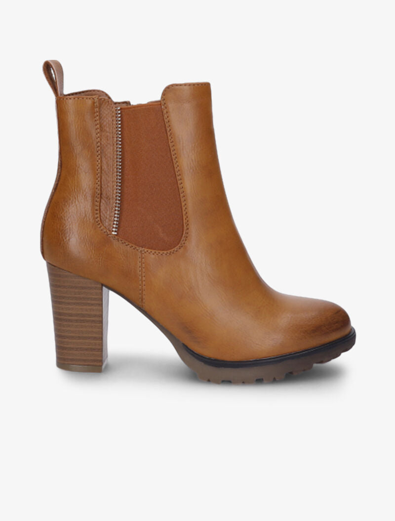 Bottines basiques à détail effet croco - Camel - 2