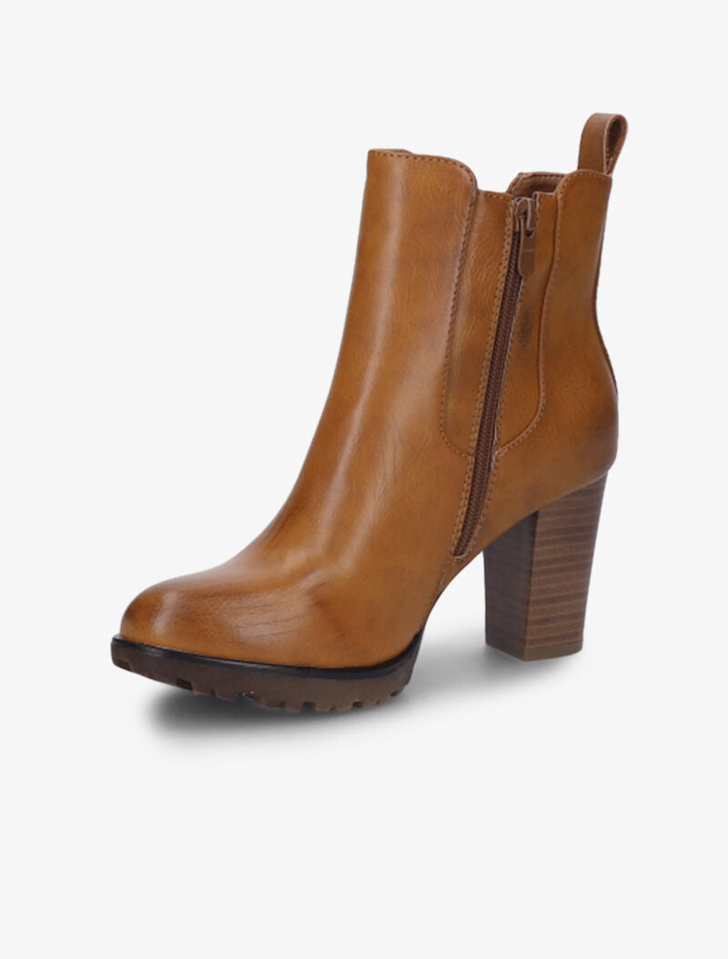 Bottines basiques à détail effet croco - Camel - 4