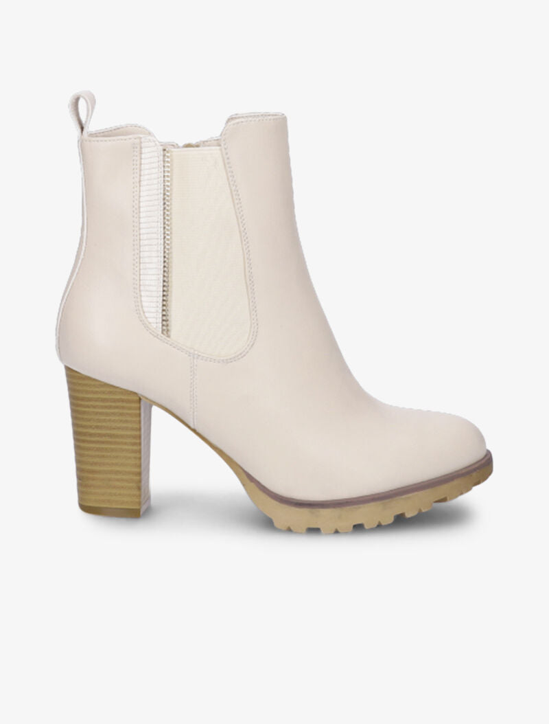 Bottines basiques à détail effet croco - Beige - 2
