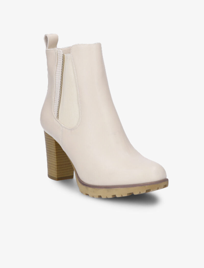 Bottines basiques à détail effet croco - Beige - 3