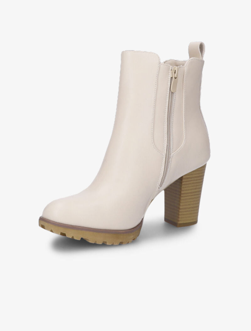 Bottines basiques à détail effet croco - Beige - 4