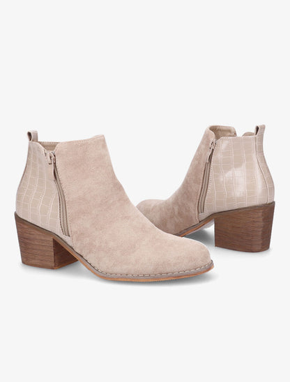 Bottines bi-matière - Beige - 4