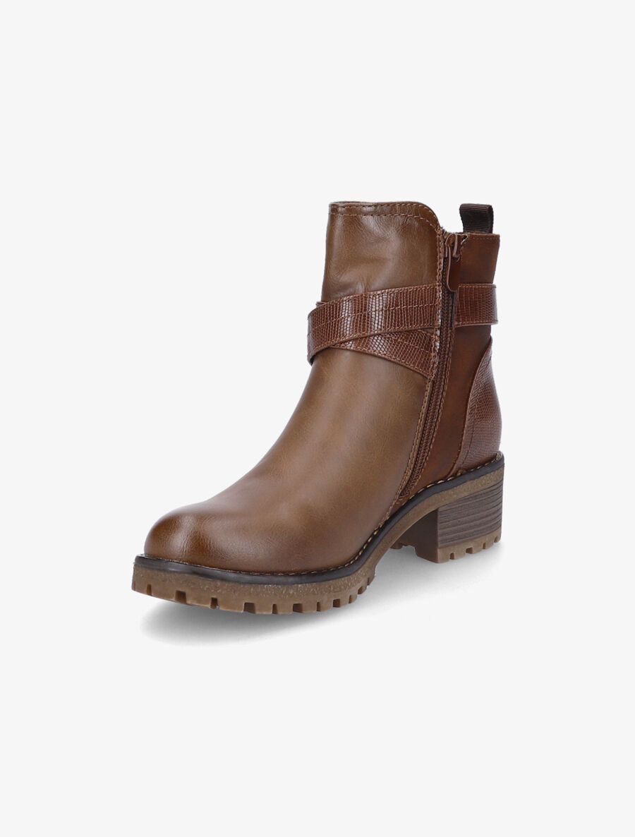 Boots montantes à sangles effet python - Marron - 3