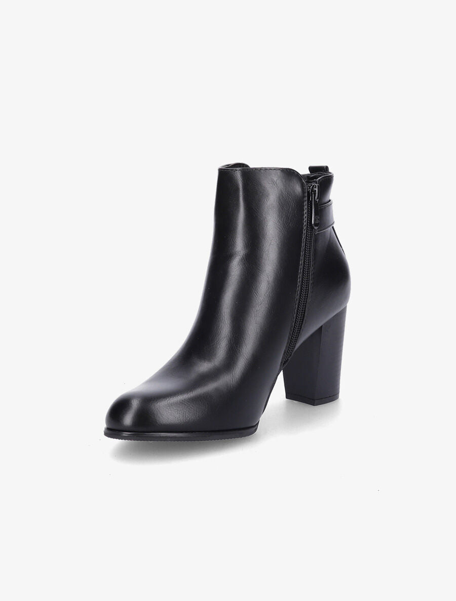 Bottines en simili à talon et zip - Noir - 4