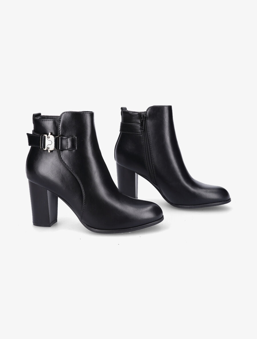 Bottines en simili à talon et zip - Noir - 5