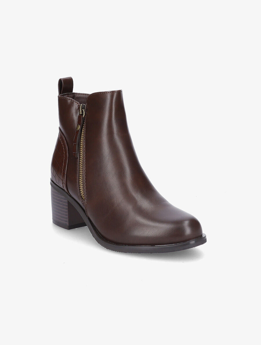 Bottines à contrefort effet croco - Marron - 2