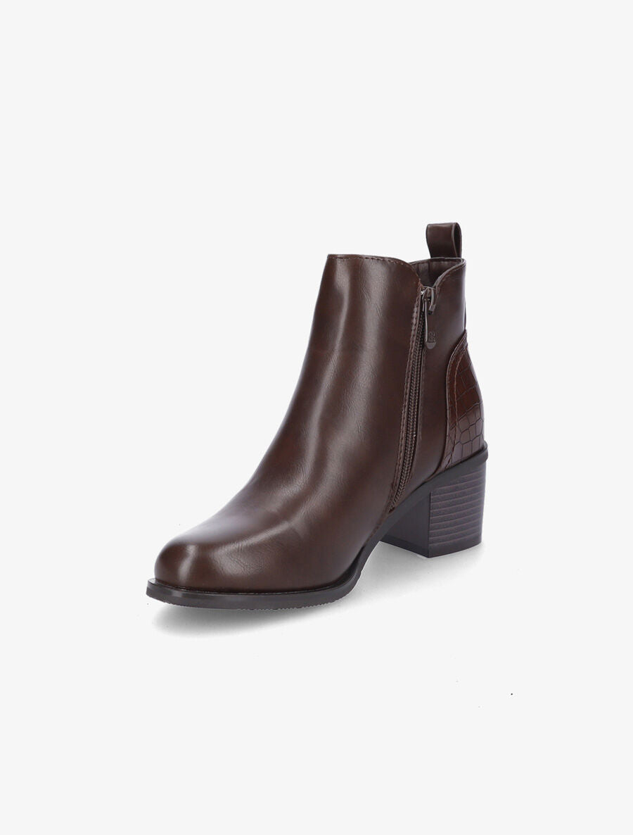 Bottines à contrefort effet croco - Marron - 3