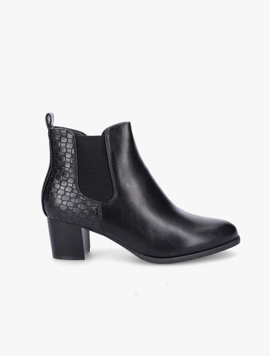 Bottines à contrefort effet osier - Noir - 1