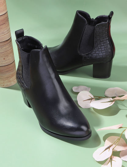 Bottines à contrefort effet osier - Noir - 5