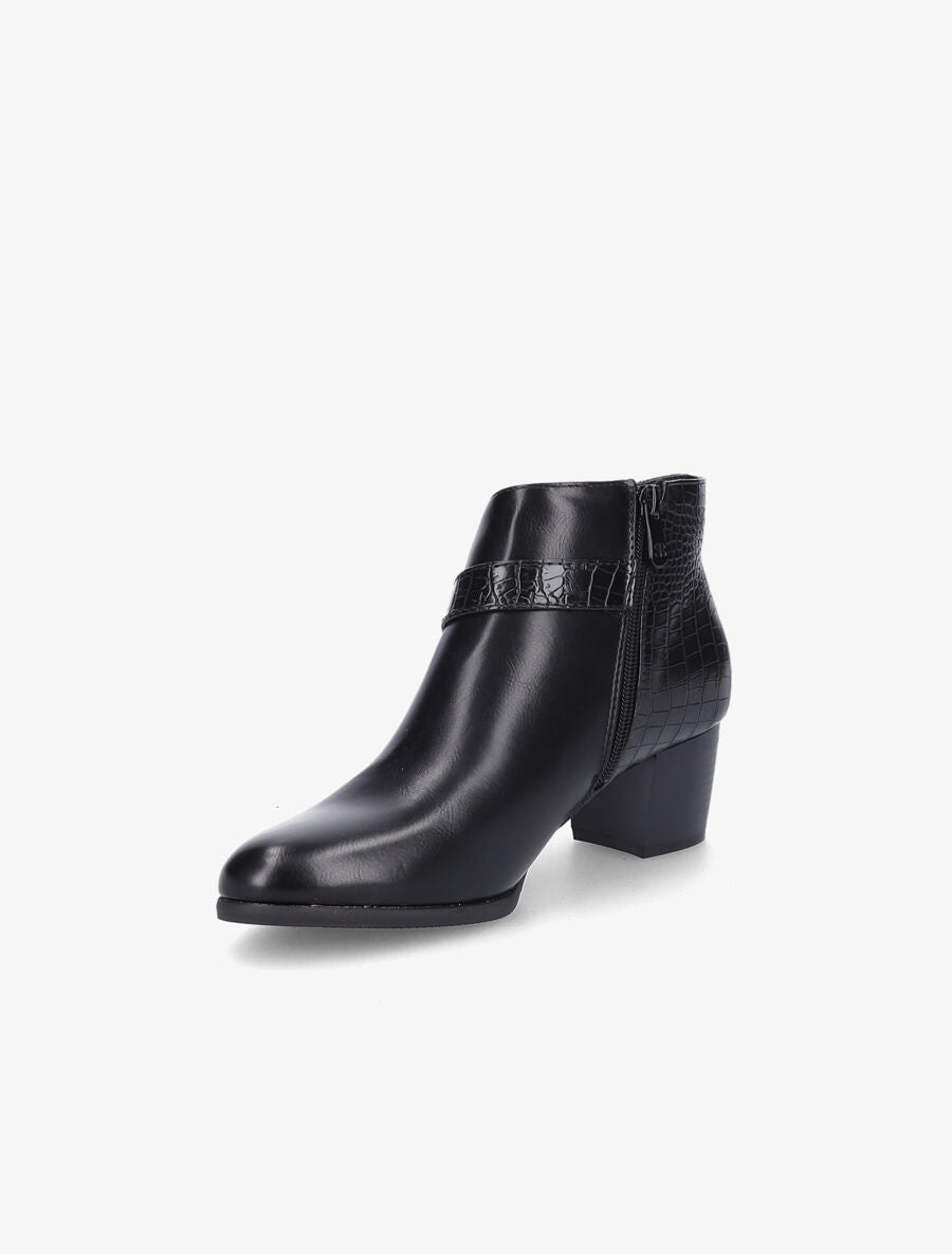 Bottines à contrefort effet python et sangles - Noir - 3