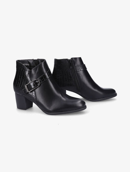 Bottines à contrefort effet python et sangles - Noir - 4