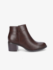 Bottines à talon et zip - Marron - 1
