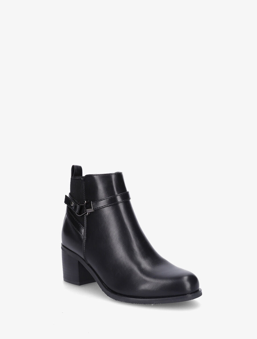 Bottines en simili à contrefort stylisé et côté élastiqué - Noir - 2