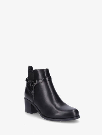 Bottines en simili à contrefort stylisé et côté élastiqué - Noir - 2