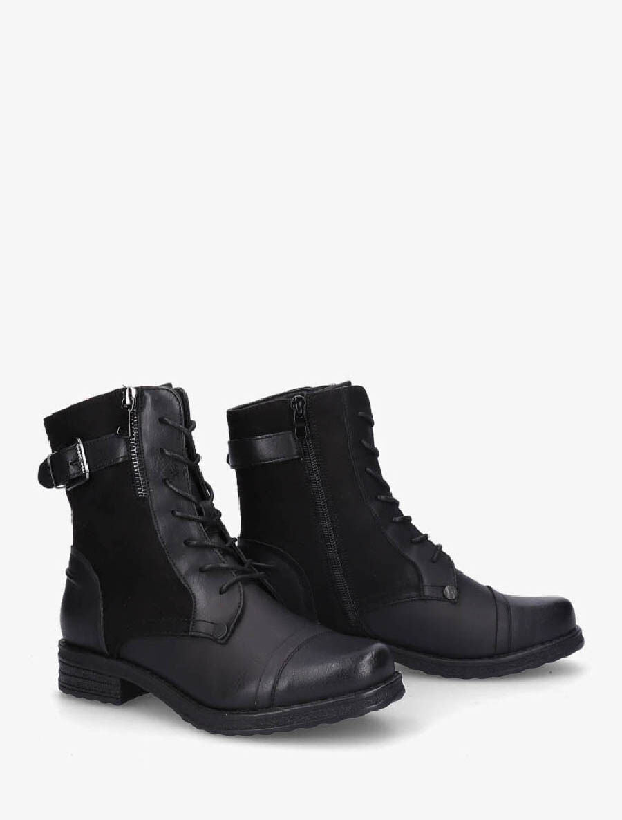 Bottines montantes bi-matière à sangle - Noir - 4