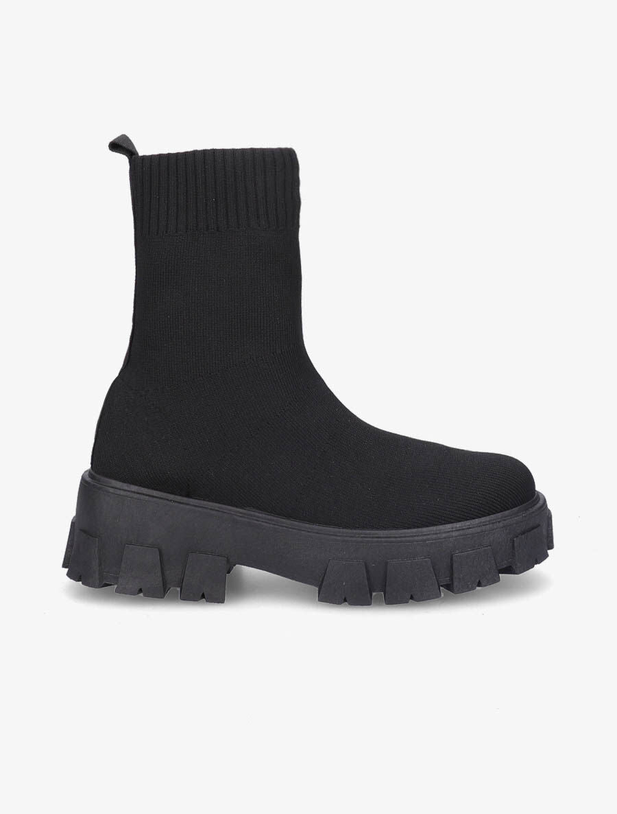 Boots montantes en tissu - Noir - 1