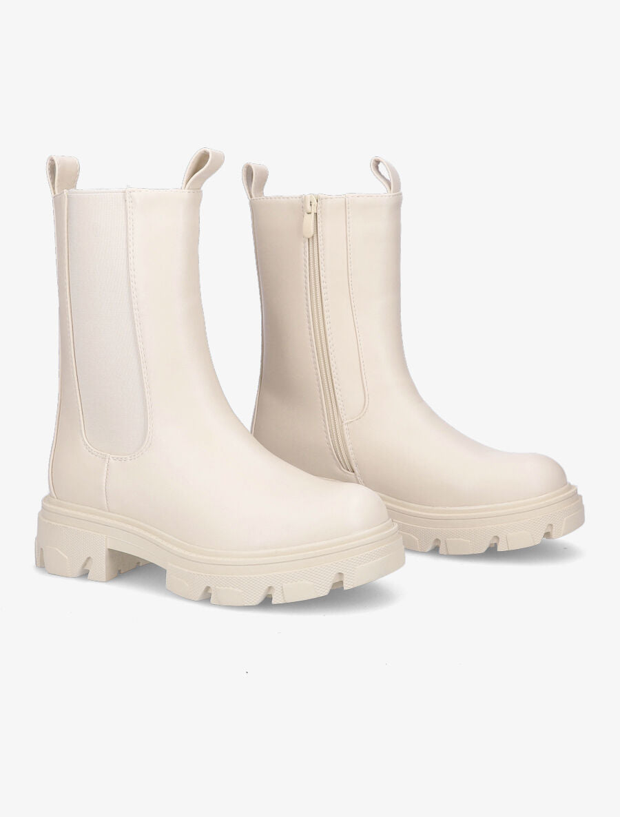 Rangers montantes à semelle crantées - Beige - 4