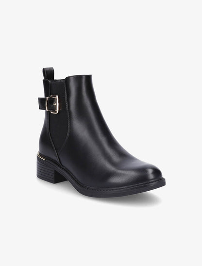 Bottines en simili à sangles et zip - Noir - 2