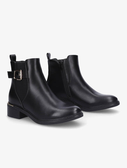 Bottines en simili à sangles et zip - Noir - 4