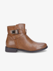 Boots bimatière et lanières croisées - Marron - 1