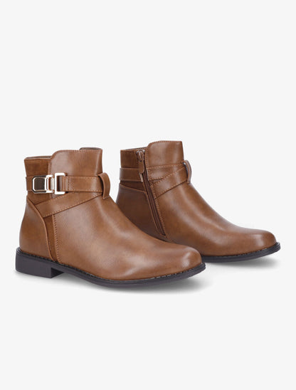 Boots bimatière et lanières croisées - Marron - 4