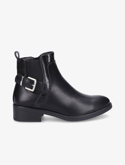 Bottines à cheville élastiquée et boucle - Noir - 1