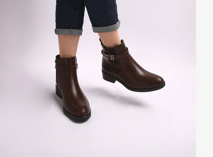 Bottines en simili à boucle stylisée - Marron - 5