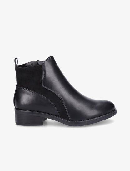 Bottines en simili et suédine - Noir - 1
