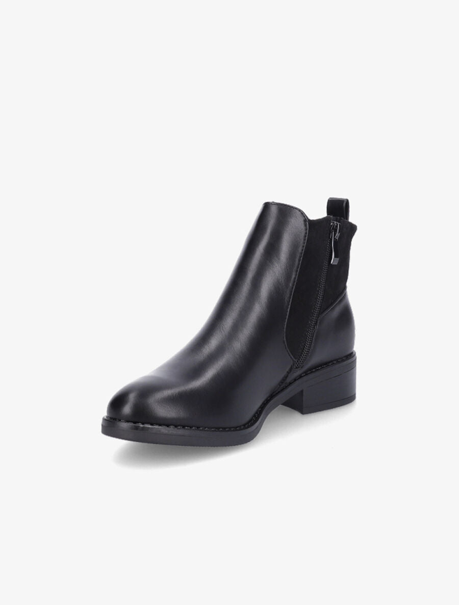 Bottines en simili et suédine - Noir - 3