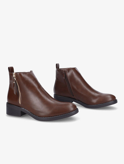 Bottines à zip - Marron - 4