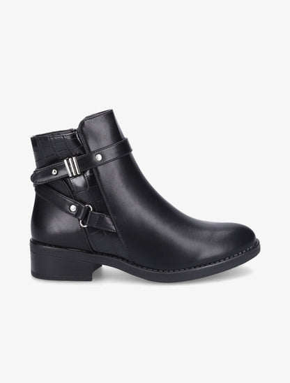 Bottines en simili à sangle - Noir - 1