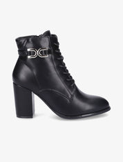 Bottines lacées à talon - Noir - 1