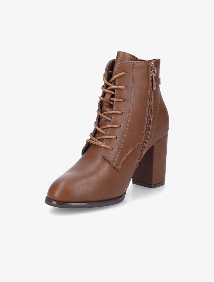 Bottines lacées à talon - Camel - 3