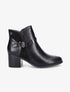 Bottines bi-matière à sangle stylisée - Noir - 1