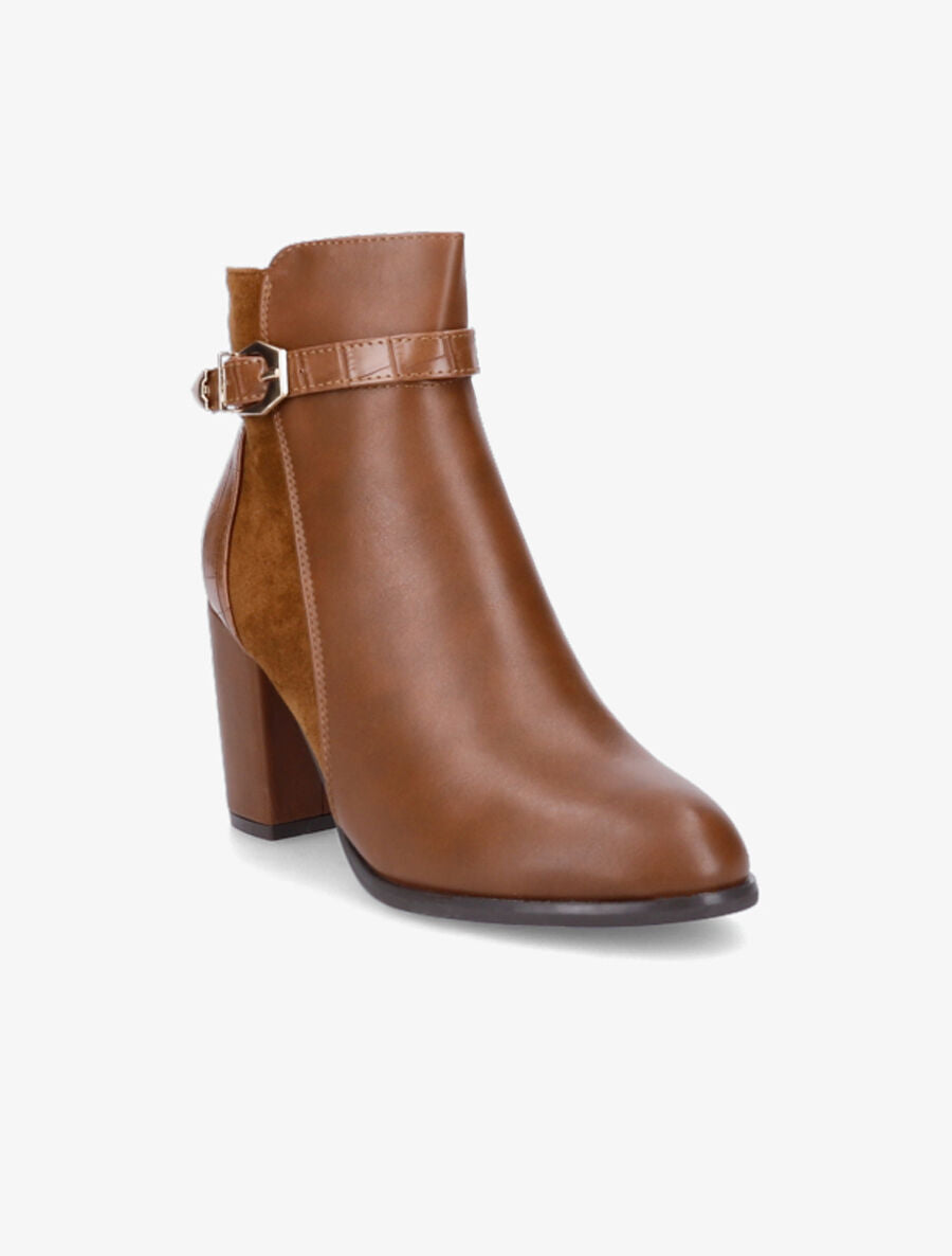Bottines à talon à boucle - Camel - 2