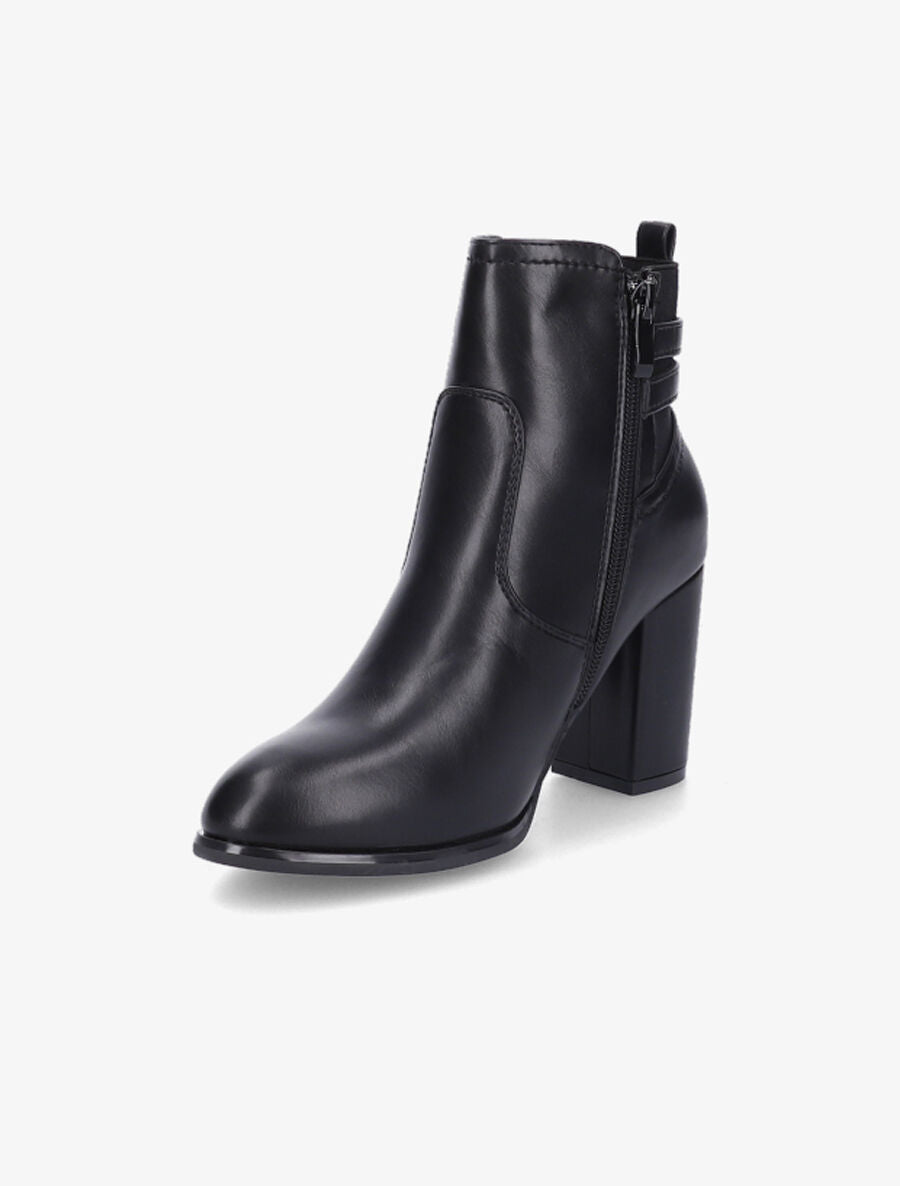 Bottines à talon et boucles en simili - Noir - 4